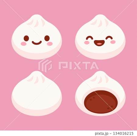 Kawaii dumplings illustration set 134016215