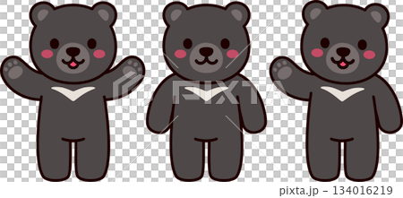 Asian black bear character set 134016219
