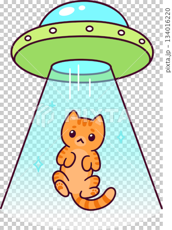 UFO abducting cat funny cartoon drawing UFO abducting cat funny cartoon drawing 134016220