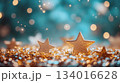 shining stars on turquoise gradient abstract winter glitter background 134016628