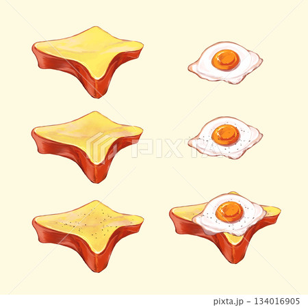 目玉焼きトースト　食パン　目玉焼き　 134016905