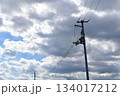 雲の多い空と電柱 134017212