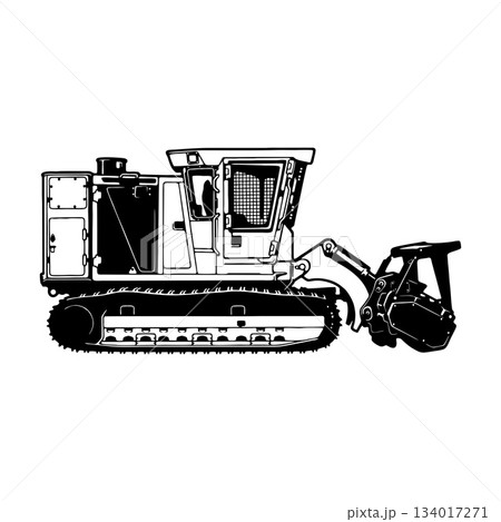 Mulcher, mulcher self-propelled - Heavy Equipment Mulcher, M300 - Heavy Machinery, Construction Machinery Stencil Cut File 134017271