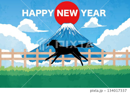 富士山風景イラスト富士日本年賀状背景 富士山風景イラスト富士日本年賀状背景 134017337