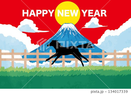 富士山風景イラスト富士日本年賀状背景 134017339