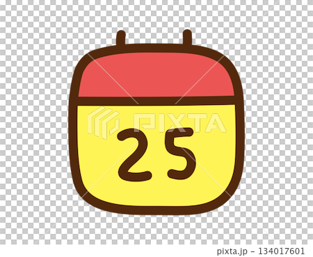Cute cartoon calendar icon with the date twenty-five, perfect for planning Cute cartoon calendar icon with the date twenty-five, perfect for planning 134017601