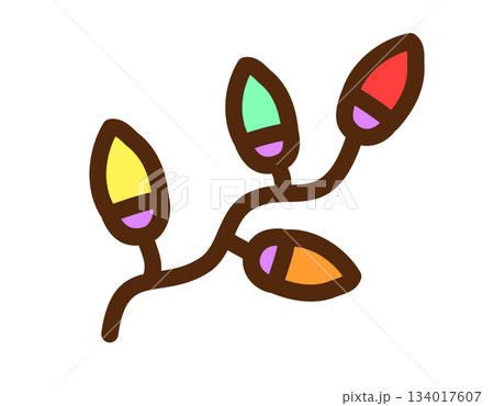 Colorful cartoon illustration of Christmas lights with four bulbs 134017607