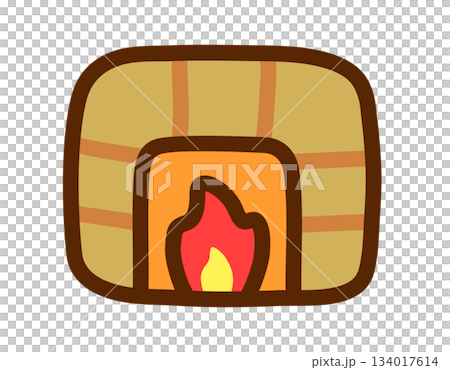 Cartoon fireplace with flames, perfect for cozy winter scenes and holiday designs 134017614