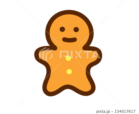 Cute gingerbread man cartoon character with a happy smiling face Cute gingerbread man cartoon character with a happy smiling face 134017617