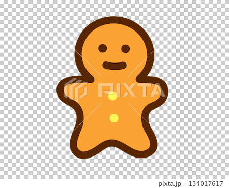 Cute gingerbread man cartoon character with a happy smiling face Cute gingerbread man cartoon character with a happy smiling face 134017617