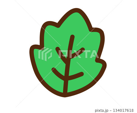 Cartoon leaf illustration with green and brown colors 134017618
