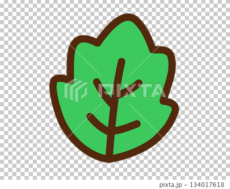 Cartoon leaf illustration with green and brown colors 134017618