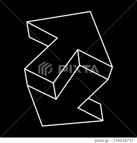 Unreal geometric figures. Optical illusion shapes. Impossible objects. Optical art figures. Line art. Unreal geometric figures. Optical illusion shapes. Impossible objects. Optical art figures. Line art. 134018717