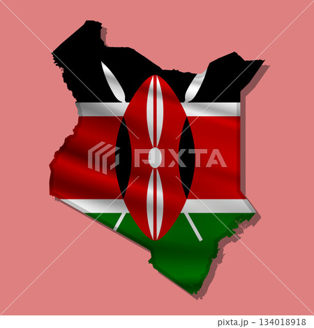 Vector flag Kenya in the form of a map 134018918