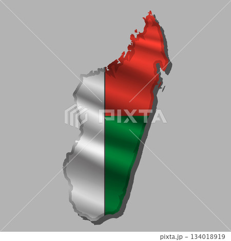 Vector flag Madagascar in the form of a map Vector flag Madagascar in the form of a map 134018919