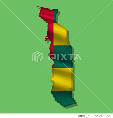 Vector flag Togo in the form of a map 134018928