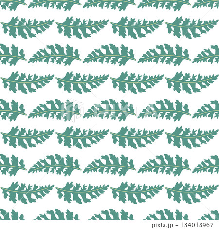 Seamless pattern of botanical leaves, silhouettes of natural ornaments. Simple floral pattern. Vector illustration in two colors. 134018967