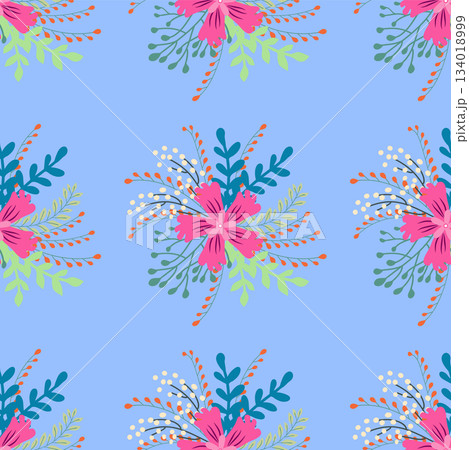 Vintage Decorative seamless pattern in classic style with small flowers, ditsy. Light silhouettes of flowers, two-color ornament in pastel colors Vintage Decorative seamless pattern in classic style with small flowers, ditsy. Light silhouettes of flowers, two-color ornament in pastel colors 134018999