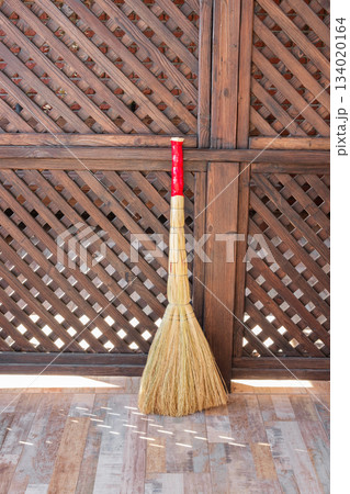 broom in gazebo on street outdoor broom in gazebo on street outdoor 134020164