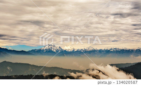 Himalayas mountains in Nepal, on the flight from Lukla to Kathmandu. 134020587