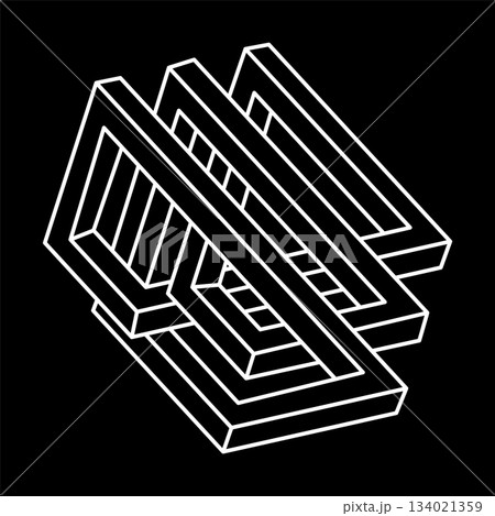Impossible shape. Optical art. Web design element. Optical illusion object. Geometric figure.  134021359