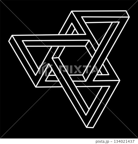 Optical illusion shape. Impossible object. Optical art figure. Geometry.  134021437