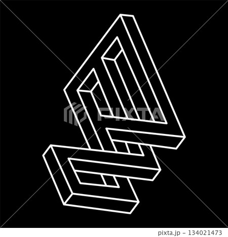 Impossible shapes logo design, optical illusion objects. Optical art figures. Escher style. Line art. Impossible shapes logo design, optical illusion objects. Optical art figures. Escher style. Line art. 134021473