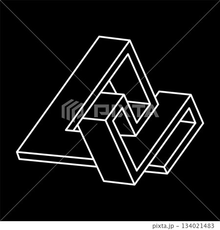 Optical illusion shapes. Impossible objects. Escher style. Optical art figures. Line art. Geometric shape.  134021483