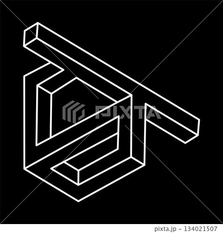 Impossible objects. Line geometric shape. Optical illusion figure. Escher style. Line art. Optical art.  134021507