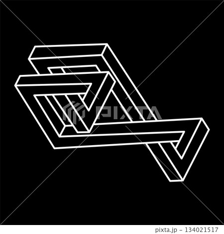 Impossible shapes logo design, optical illusion object. Optical art figures. Escher style. Sacred geometry. Impossible shapes logo design, optical illusion object. Optical art figures. Escher style. Sacred geometry. 134021517