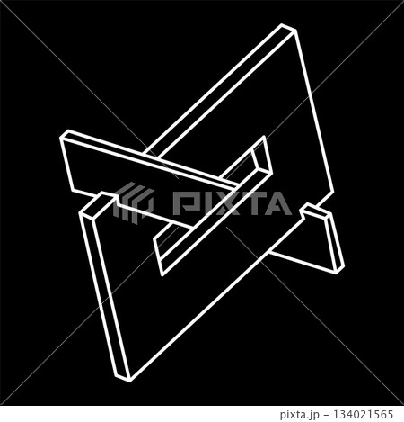 Impossible objects. Line geometric shape. Optical illusion figure. Escher style. Optical art. Geometry.  134021565