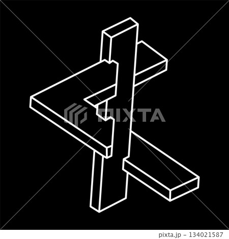 Impossible shapes logo design, optical illusion object. Optical art figure. Escher style. Geometry. Impossible shapes logo design, optical illusion object. Optical art figure. Escher style. Geometry. 134021587