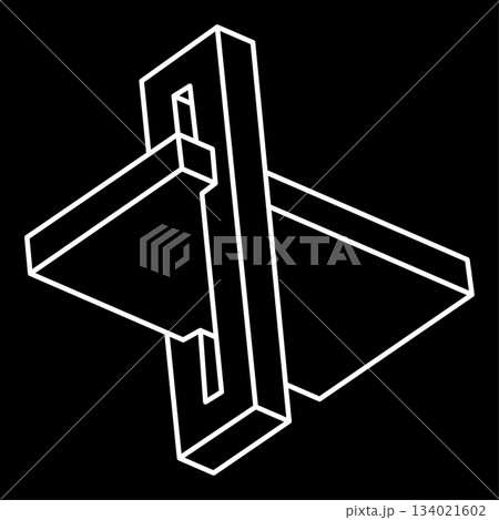 Impossible objects. Line geometric shape. Optical illusion figure. Optical art object. Impossible objects. Line geometric shape. Optical illusion figure. Optical art object. 134021602