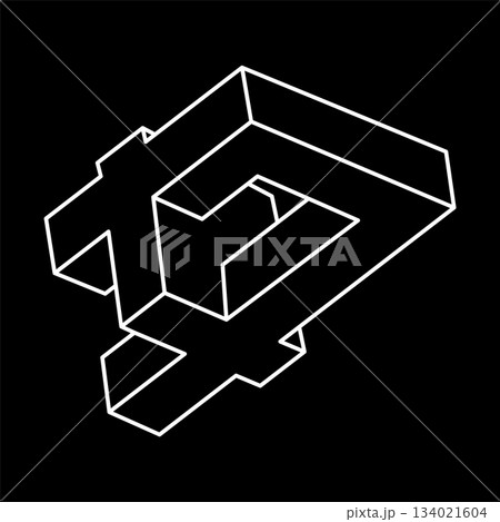 Impossible optical illusion shapes. Optical art object. Impossible figures. Line art. Sacred geometry. Escher style. Impossible optical illusion shapes. Optical art object. Impossible figures. Line art. Sacred geometry. Escher style. 134021604