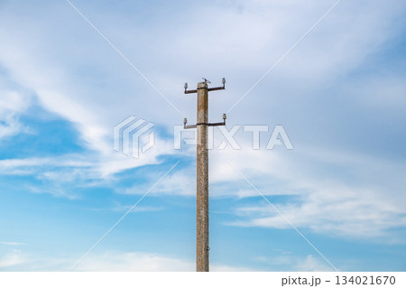 old concrete electric pole without wires 134021670