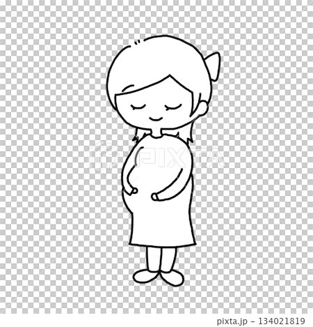 孕婦的線條畫插圖 134021819