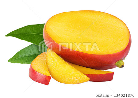 mango slices isolated on white background with full depth of field mango slices isolated on white background with full depth of field 134021876