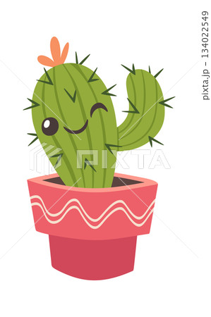 Winking cactus pot gesturing hello 134022549