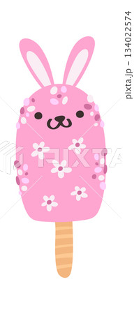 Pink bunny cute ice-cream dessert 134022574