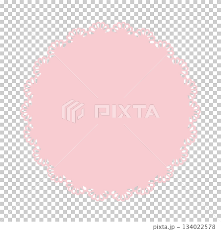 レース丸フレーム ピンク 飾り枠 吹き出し 背景素材 エレガント デザインテンプレート 装飾イラスト 134022578