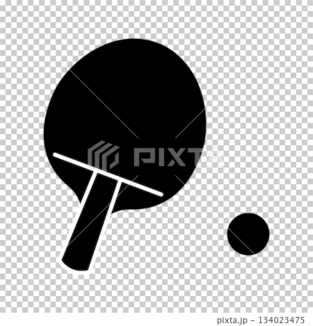 乒乓球拍和球的簡單輪廓圖示插圖 134023475