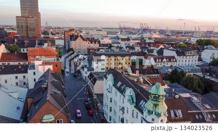 Drone photo from Reeperbahn  -  FAMOUS STREET IN Hamburg 134023526