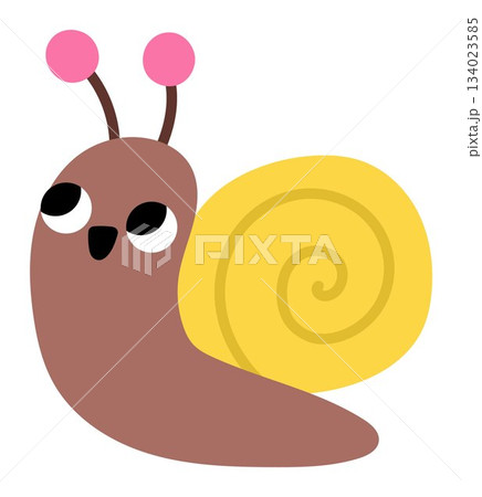 Vector cute crawling snail icon. Funny woodland mollusk. Cute forest illustration for kids isolated on white background. Easter village character clipart Vector cute crawling snail icon. Funny woodland mollusk. Cute forest illustration for kids isolated on white background. Easter village character clipart 134023585