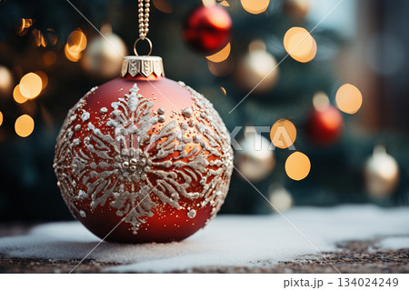 Holiday season is here, image of Christmas decoration with customizable space for text or Christmas wishes. Holiday season is here, image of Christmas decoration with customizable space for text or Christmas wishes. 134024249
