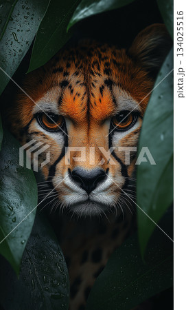 Cheetah wildlife in jungle with nature, animal, and predator big feline habitat 134025516