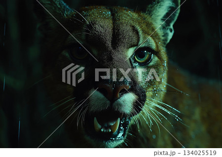 Wildlife puma predator in nature with forest animal and bigcat features captured 134025519
