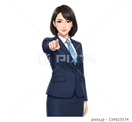 指さす女性会社員 134025574