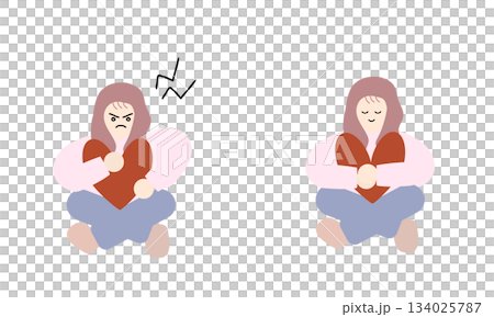 愛を奪われないように警戒する女性と愛を抱きしめる女性 愛を奪われないように警戒する女性と愛を抱きしめる女性 134025787