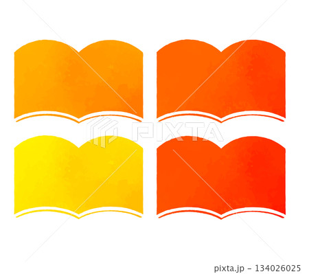 オレンジ色のあたたかいカラーの本のシルエット 134026025