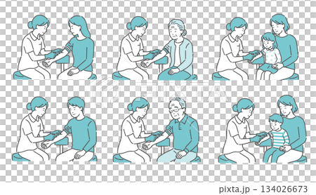 Blood collection and injection variation illustration set (all ages, men and women, children) 134026673